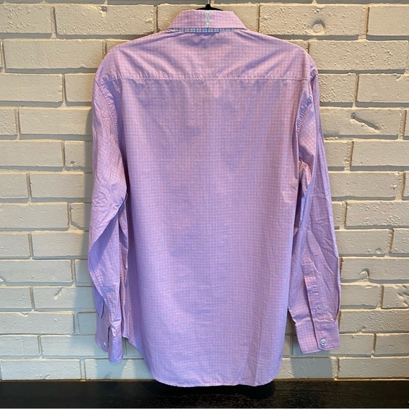 Robert Graham X Collection Large L Tailored Fit Contrast Cuffs Pink Blue Plaid - Picture 5 of 11